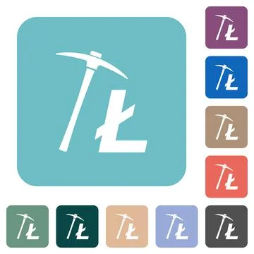 Litecoin cryptocurrency mining rounded square flat icons Stock-Illustration