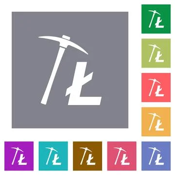 Litecoin cryptocurrency mining square flat icons Stock-Illustration