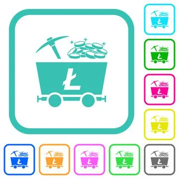 Litecoin cryptocurrency mining with treasure vivid colored flat icons Stock-Illustration