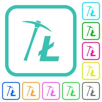 Litecoin cryptocurrency mining vivid colored flat icons Stock-Illustration