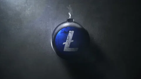 Litecoin Cryptocurrency Realistic Bomb Explosion Logo Reveal ProRes 4k | Stock Footage 155677369