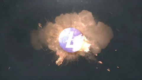 Litecoin Cryptocurrency Realistic Impact Explosion Logo Reveal ProRes 4k | Stock Footage 155677405