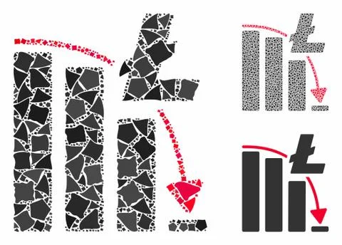 Litecoin epic fail chart Composition Icon of Tuberous Pieces Stock Illustration