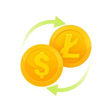Litecoin exchange to dollar. Internet network. Blockchain technology Ilustración de archivo