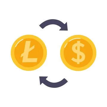 Litecoin exchange for dollar. Vector illustration of blockchain technology in Stock Illustration