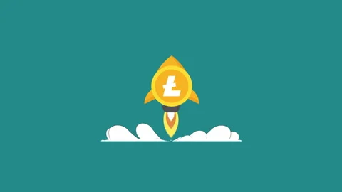 Litecoin gold  coin as rocket Video stock 174716089