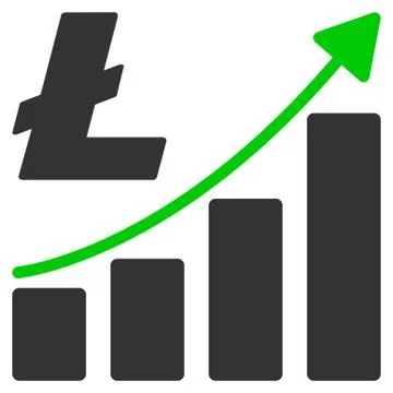 Litecoin Growth Graph Flat Icon Stock Illustration