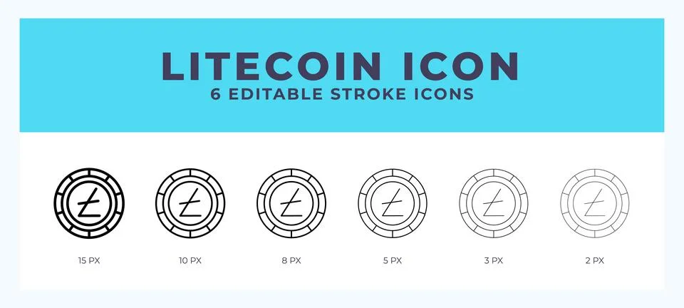 Litecoin icon set with different stroke. Design elements for logo. Vector i.. Stockillustratie