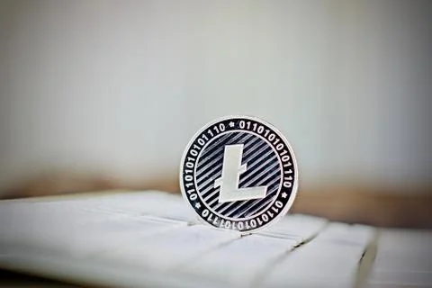 Litecoin on the keyboard Stock Photos