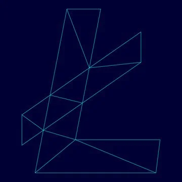 Litecoin low poly triangulation triangulated polygonal electric cyan blue v.. Stock Illustration
