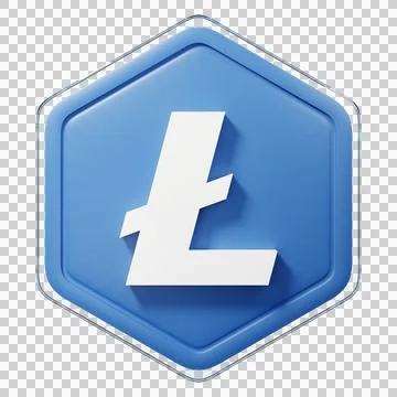 Litecoin (LTC) Badge Left View Crypto Isolated On White Background Blockchain Stock Illustration