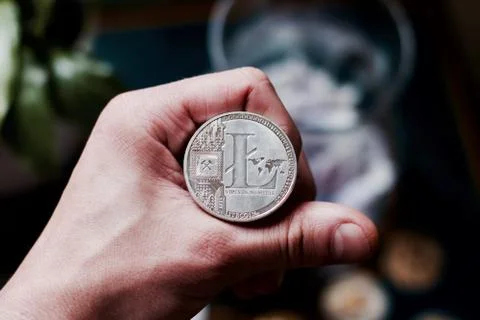 Litecoin physical cryptocurrency Stock Photos