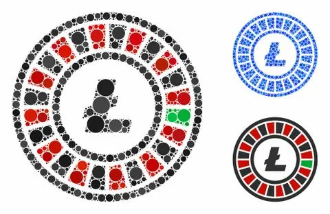 Litecoin Roulette Composition Icon of Round Dots Stock Illustration