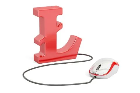 Litecoin symbol with computer mouse. Make money online concept, 3D illustrati Stock Illustration