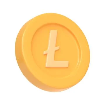 Litecoin token isolated on white background. 3D icon, sign and symbol Stock Illustration