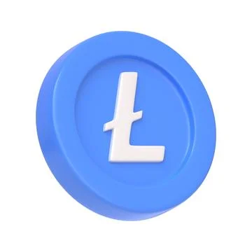 Litecoin token isolated on white background. 3D icon, sign and symbol Stock Illustration