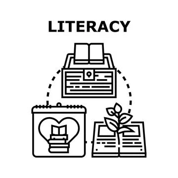 Literacy gaining knowledge and education concept Stock Illustration