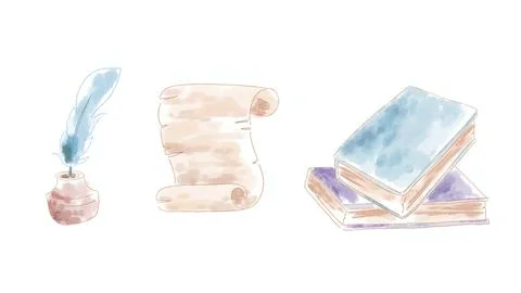 Literary elements watercolor Stock Illustration