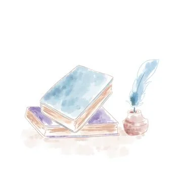 Literary elements watercolor 스톡 일러스트