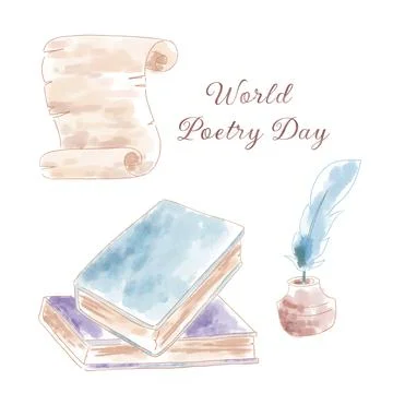 Literary elements watercolor 스톡 일러스트