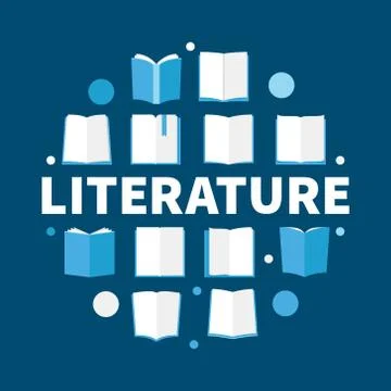 Literature round flat vector illustration - modern symbol Stock Illustration