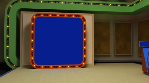 LiteSet31 Angle C Game Show Set with Screen and Contestant Podiums Stock Footage