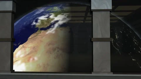 LiteSet33 Angle C Space Station Background with Rotating Earth Stock-Footage 60582894
