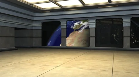 LiteSet33 Angle A Space Station Background with Rotating Earth Stock-Footage 60582435