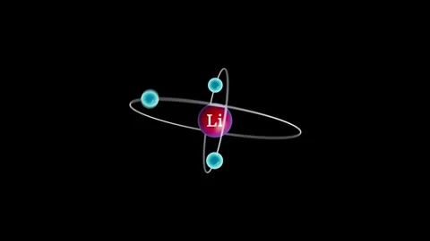 Lithium atom with electrons revolving around the atom 库存影片 270314355