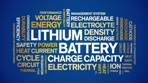Lithium Battery animated word cloud,animation kinetic typography seamless loop. Stock-Footage 325044732