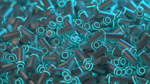 Lithium Battery concept - electrical power supply of rechargeable source - 3D Stock Illustration