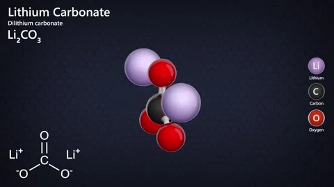 Lithium carbonate Li2CO3. Dark back. 3d render Stock Footage 286233753