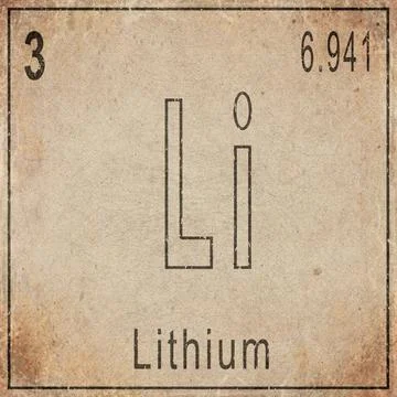 Lithium Element Card from Periodic Table on Vintage Old Paper Stock Illustration