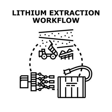 Lithium extraction workflow mining process cycle 스톡 일러스트
