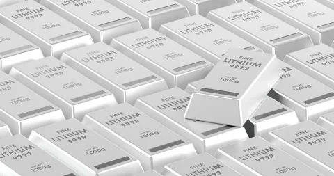 Lithium ingots background animation seamlessly loopable. 3D rendering Stock Footage 332251863