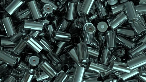 Lithium-ion 4680 Electric Car Batteries waste, accumulator cell recycling p.. Stock Footage 278377932