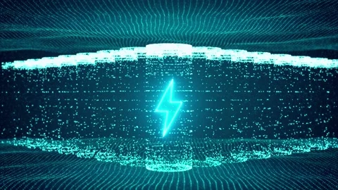 Lithium ion battery starts recharging electric energy Stock Footage