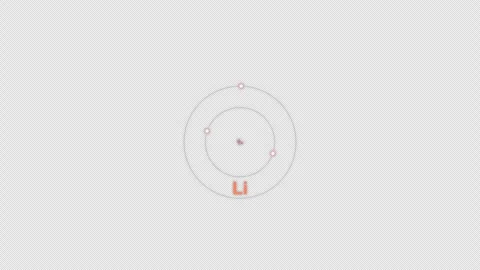 Lithium Li Bohr Atom Model Clean No Text Animation Video Overlay Alpha 4K Stockbeeldmateriaal 339371757