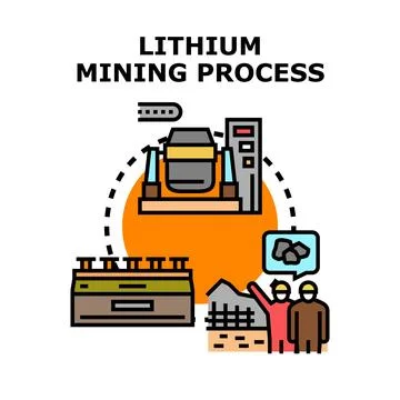 Lithium mining process illustration for energy production Stock Illustration