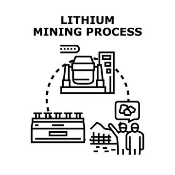 Lithium mining process illustration for energy production Stock Illustration