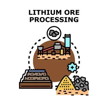 Lithium ore processing concept illustrating mining and extraction Stock Illustration