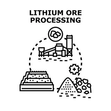 Lithium ore processing concept illustrating mining and extraction Stock Illustration