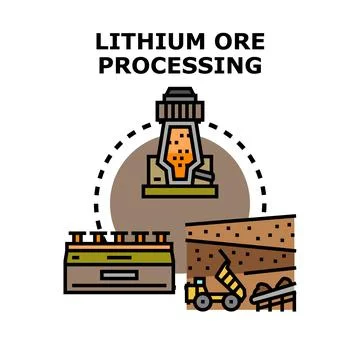 Lithium ore processing manufacturing extraction concept Stock Illustration