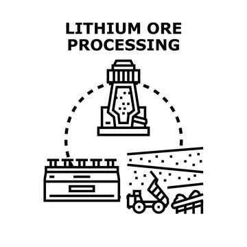 Lithium ore processing manufacturing extraction concept Stock Illustration