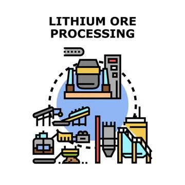 Lithium ore processing manufacturing industrial production concept Stock Illustration