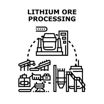 Lithium ore processing manufacturing industrial production concept Stock Illustration