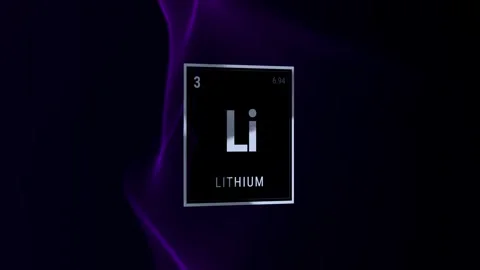 Lithium Periodic Table Element on Dark Purple Background Vidéo 334120144