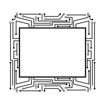 Lithography microchip frame cartoon vector illustration Illustrazione stock