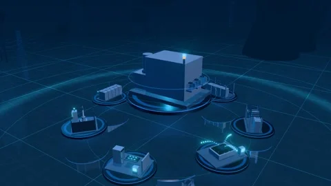 Lithography Tool Above A Ring Of Semiconductor Cleanroom Platforms Stock-Footage 344015057