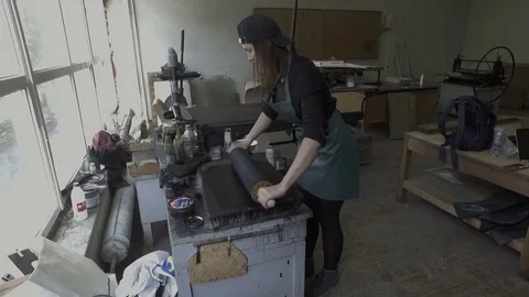 In an lithography workshop Stock Footage 115954435